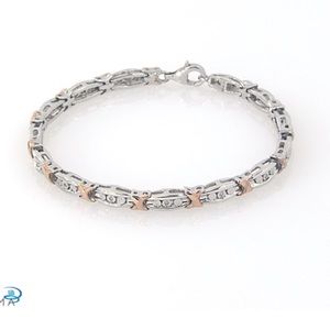 Diamond Bracelet 1/20ct Sterling, 10k Rose Gold